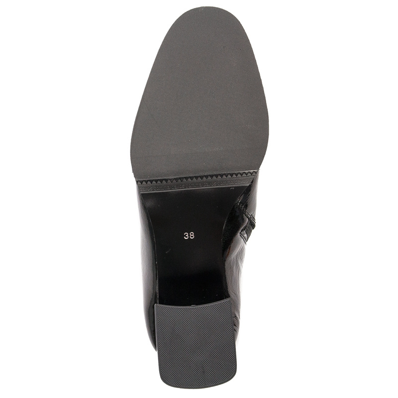 Maciejka Botki skórzane lakier zielone ocieplane