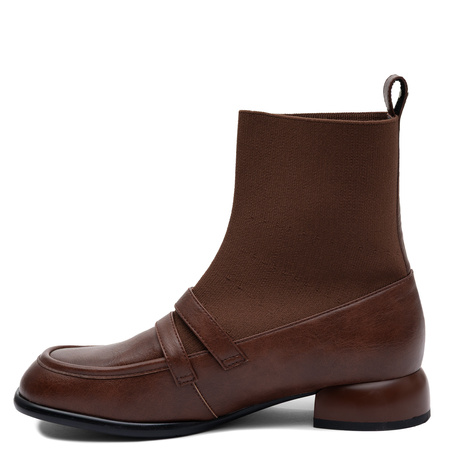 Maciejka Leather Sock Boots Slip-On Brown K7766-29/00-7