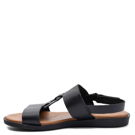 Maciejka Leather Flat Sandals Geometric Pattern Black E7403-01/00-1