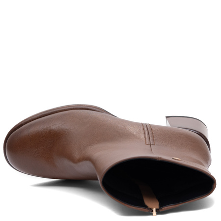 Maciejka Women's Leather Insulated Block Heel Ankle Boots Cognac Brown K7753-29/00-7