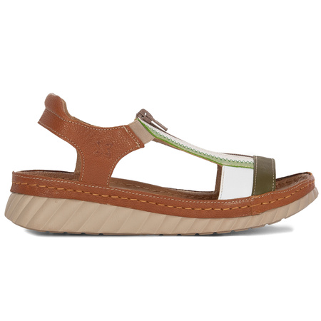 Maciejka Sandały Damskie Skórzane Brązowe