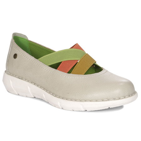 Maciejka Półbuty Damskie Skórzane Jasny Popiel