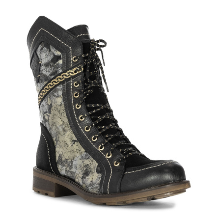 Maciejka Women's Leather Boots Black and Gold