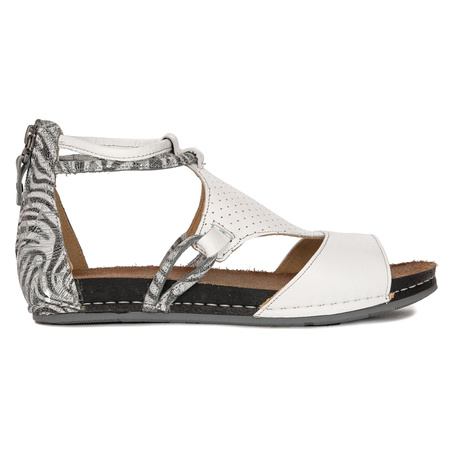 Maciejka Women's natural leather White + Grey sandals