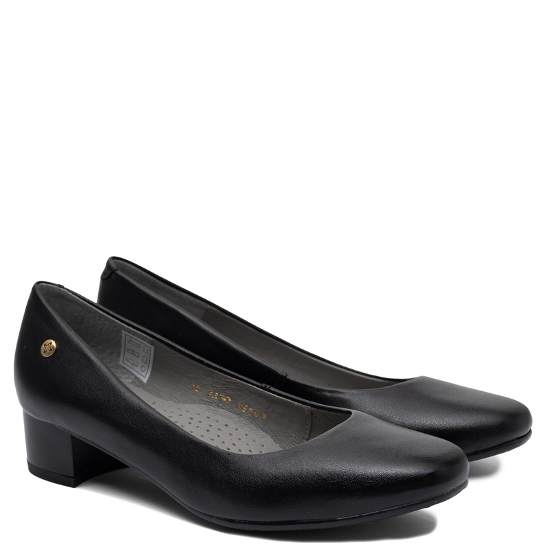 Maciejka Classic Leather Block Heel Pumps Black 03330-01-00-1