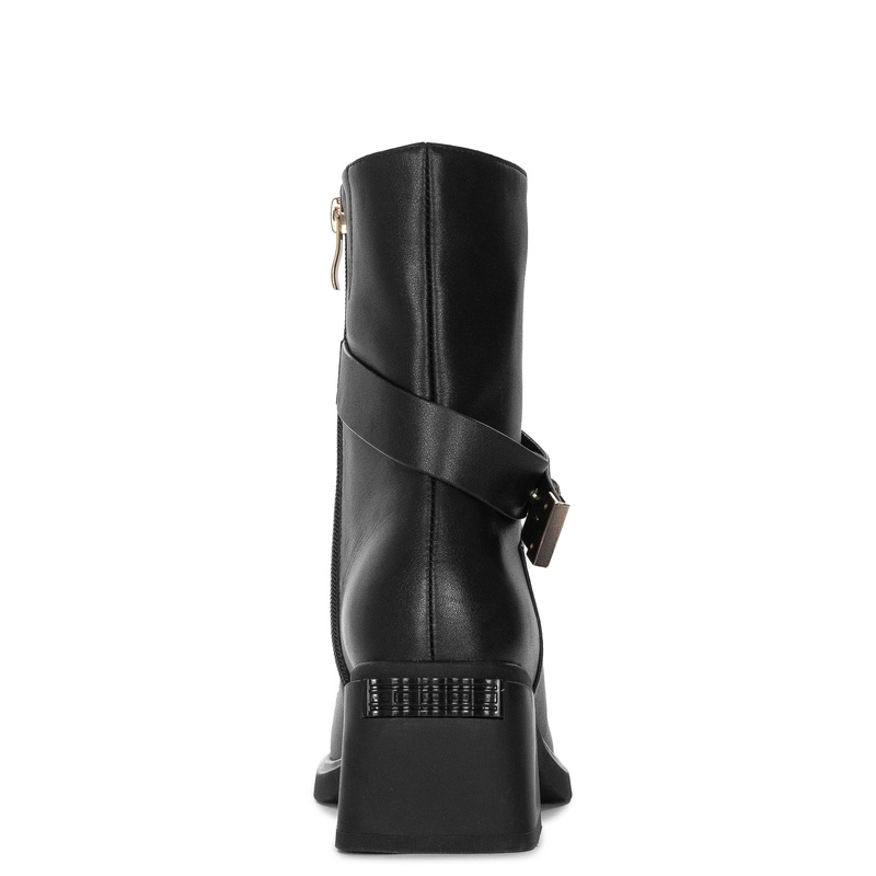 Maciejka Leather Ankle Boots Block Heel Zip Black K7183-01/00-8