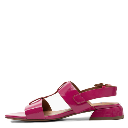 Maciejka Leather Patent Adjustable Low-Heel Sandals Pink K7455-15/00-1