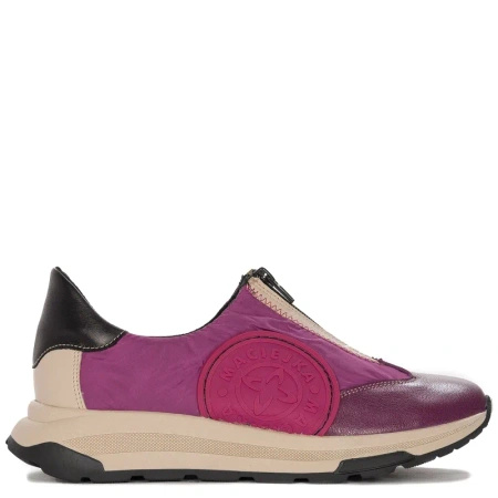 Maciejka Leather Sneakers Front-Zip Platform Fuchsia 06296-15/00-8