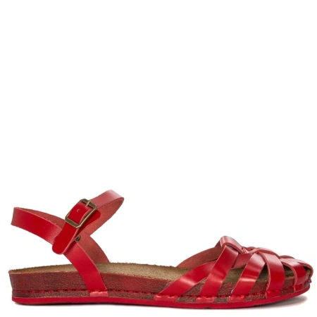 Maciejka Leather Flat Woven Sandals Red 03074-08/00-0