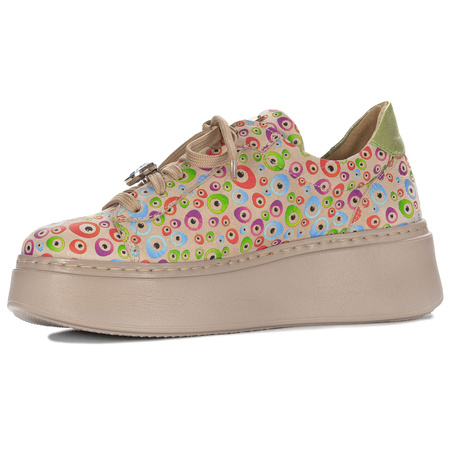 Maciejka Woman's Sneakers Beige Multicolor Leather 