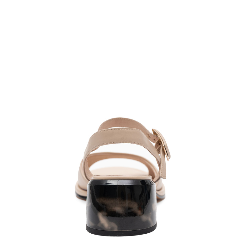 Maciejka Leather Sandals Block Heel Adjustable Strap Beige K7523-04/00-1