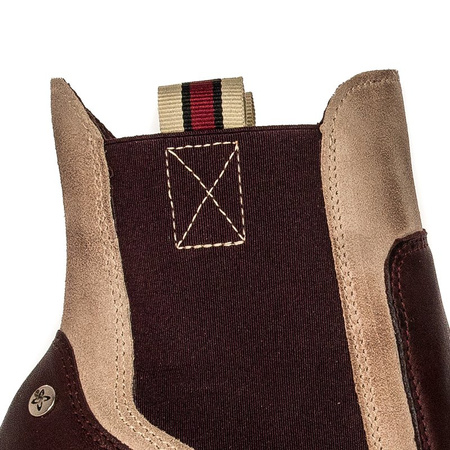 Maciejka Chelsea Ankle Boots Leather Contrast Trim Burgundy 03759-23/00-3