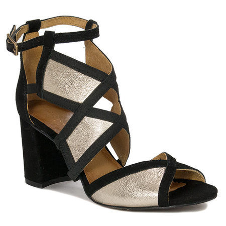 Maciejka Women's sandals in natural leather gold + black