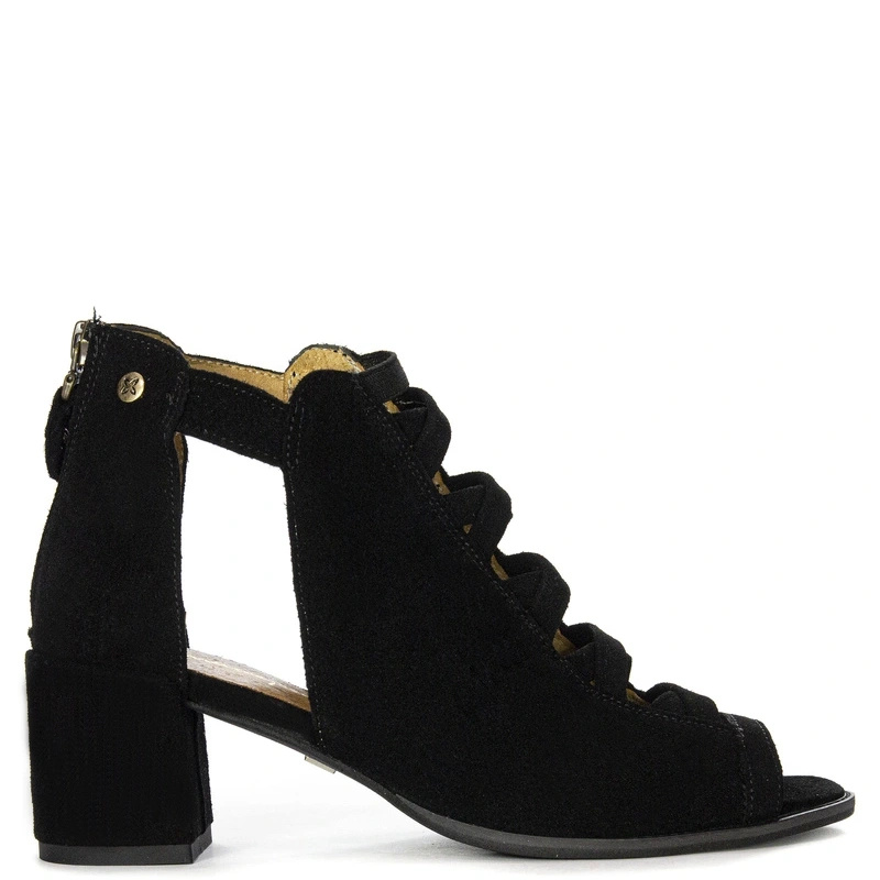 Maciejka Leather Cut-Out Block-Heel Black 06456-01/00-5