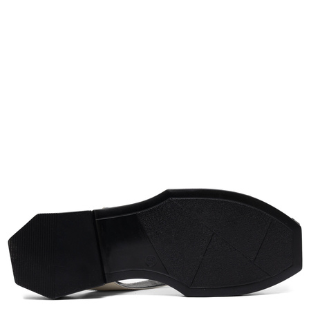 Maciejka Leather Sandals With Decorative Buckle Black-Beige K7478-01/00-1