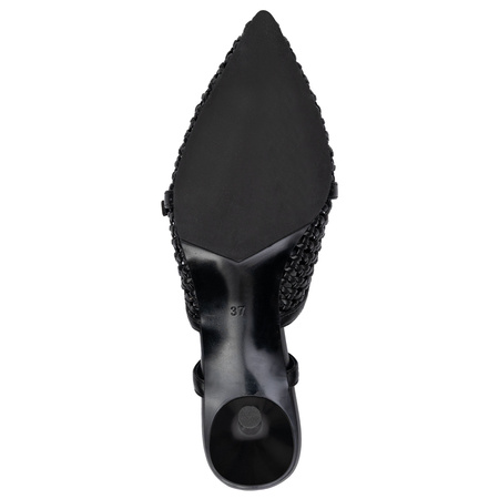 Maciejka Leather Woven Slingback Court Shoes Pointed Toe Black K7446-01/00-1