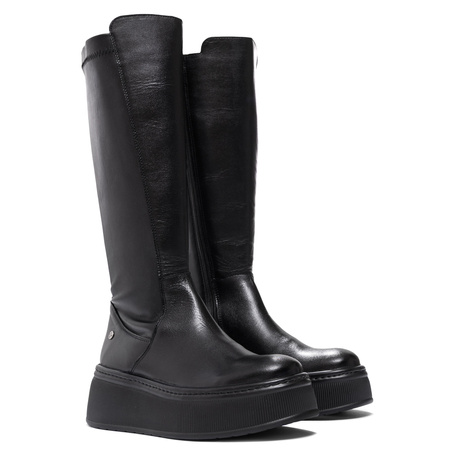 Maciejka Leather Platform Knee-High Boots – Black 07111-01/00-8
