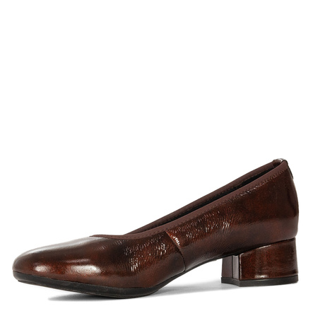 Maciejka Leather Lacquered Pumps Low Block Heel Bordeaux P7224-23/00-7