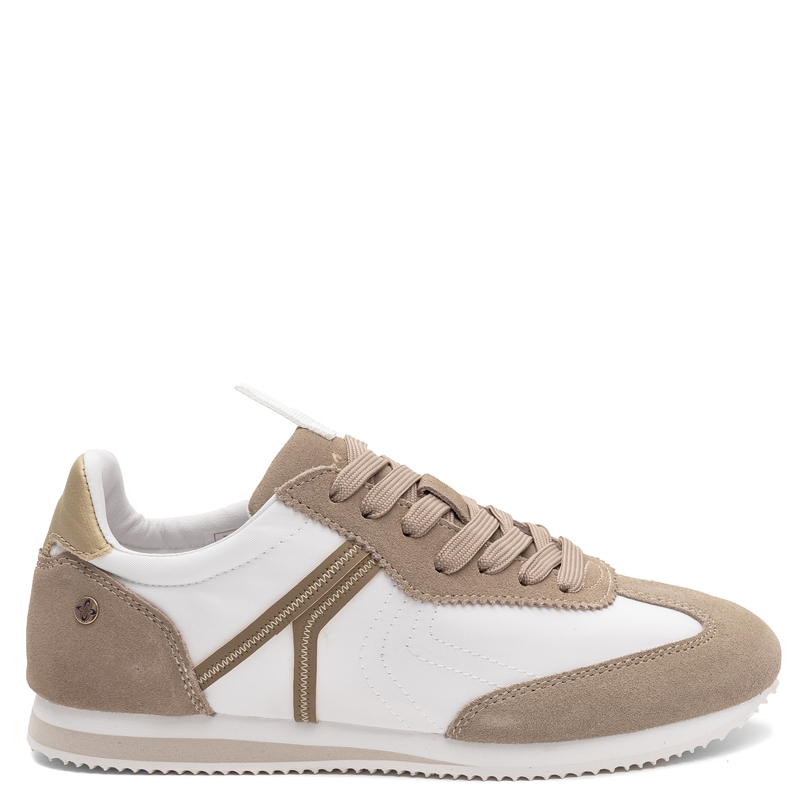 Maciejka Skórzane Sznurowane Sneakersy Biało-Beżowe M7355-04/00-7
