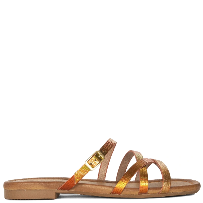Maciejka Women's Leather Flip-Flops Copper