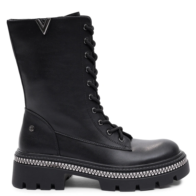 Maciejka Leather Lace-Up Platform Boots Black K7733-01/00-7