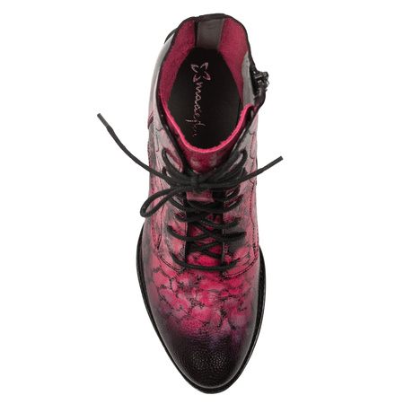 Maciejka Leather Lace-Up Ankle Boots Almond Toe Pink 06391-23/00-1