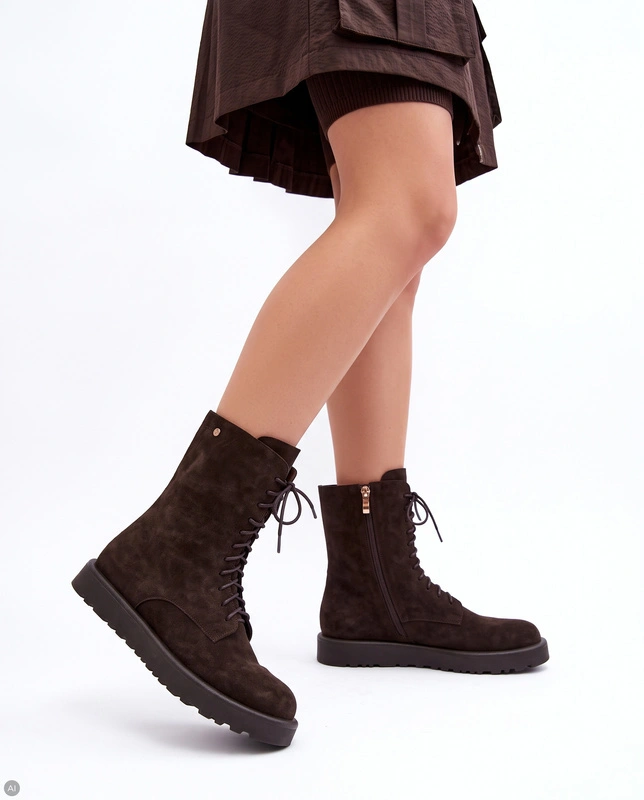 Maciejka Women's Suede Lace-Up Ankle Boots Deep Chocolate K7807-02/00-7