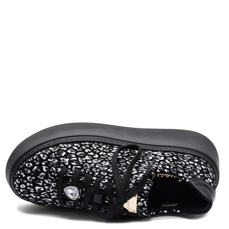 Maciejka Leather Platform Sneakers Jewelry Detail Black White 6191W-08/00-8
