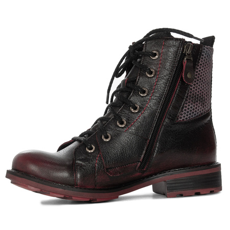 Maciejka Women's Leather Boots Black and Red