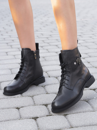 Maciejka Leather Lace-Up Side-Zip Ankle Boots Black N3115-01/00-8