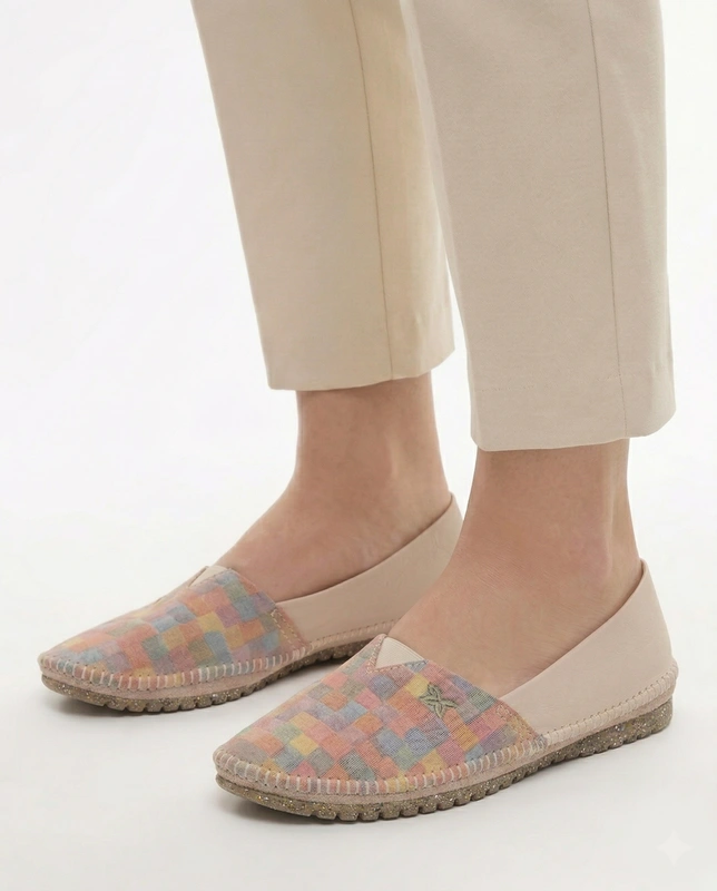 Maciejka Leather Slip-On Shoes Pastel Mosaic Beige 1930W-56/00-0