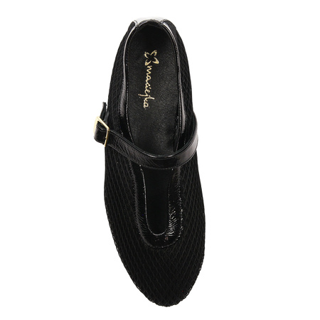 Maciejka Leather Mary Jane Ballerinas Almond Toe Black 06939-01/00-0