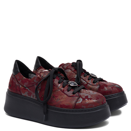 Maciejka Skórzane Sneakersy Na Platformie Bordowe 6191W-14/00-8