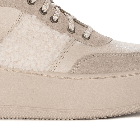 Maciejka Beige Leather warmed platform Lace-UP Boots