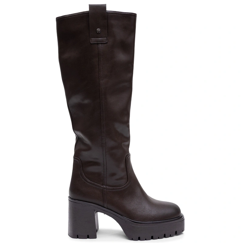 Maciejka Women’s Natural Leather Knee-High Boots Brown 8 cm Block Heel K7693-01/00-7