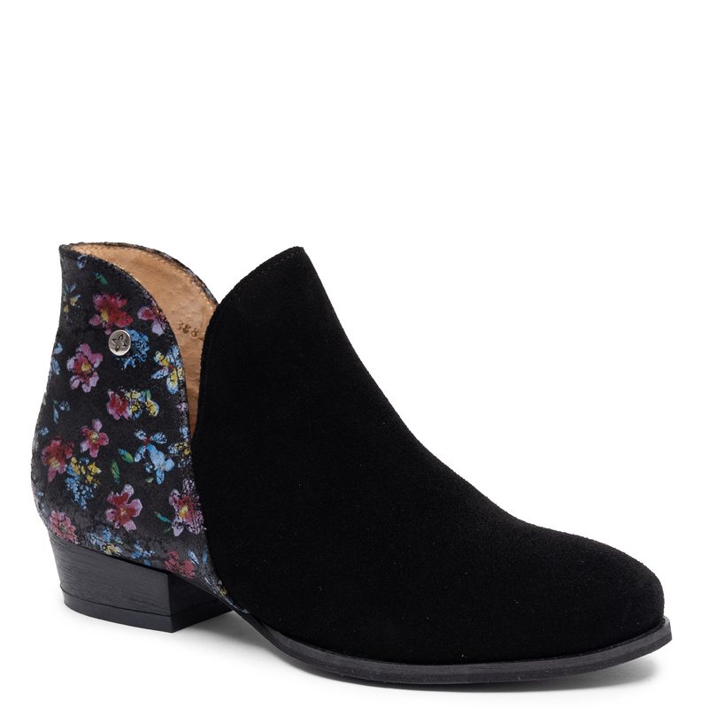 Maciejka Genuine Leather Suede Cut Out Ankle Boots Floral Black 4091W-04/00-5   