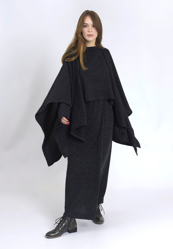 Poncho dzianinowe Chiara Grafit