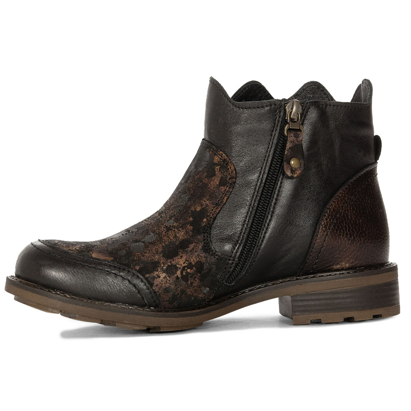 Maciejka Leather Flat Patterned Ankle Boots Brown 07006-02/00-8
