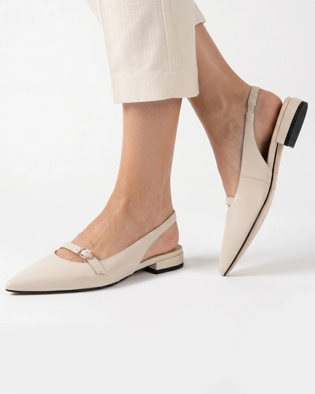 Maciejka Elegant Leather Slingback Pumps Beige K7449-22/00-1