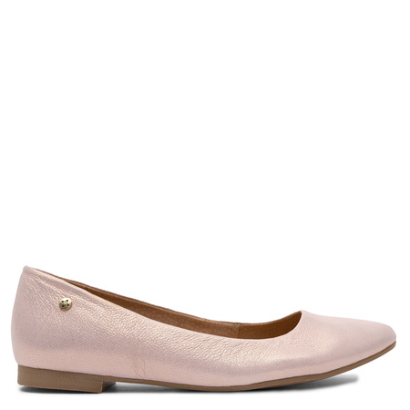 Maciejka Leather Ballerina Flats Pearly Finish Almond Toe Pink 00873-66/00-5