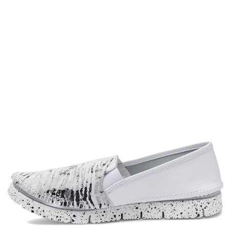 Maciejka Women's Speckled Leather Slip-On Shoes Casual White 3512W-33/00-5