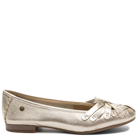 Maciejka Leather Ballerinas Openwork Flat Metallic Gold P7542-41/00-0