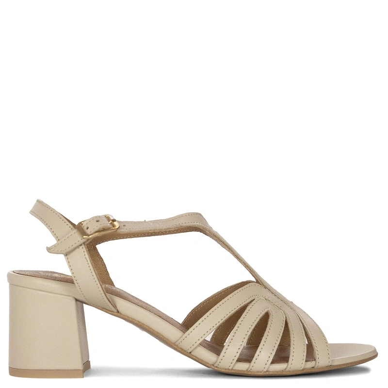 Maciejka Women's High Heel Leather Sandals Beige