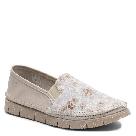 Maciejka Leather Slip-On Loafers Patterned Vamp Beige 03512-72/00-0