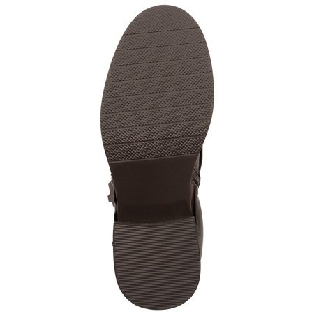 Maciejka Botki Skórzane Nakładana Cholewka Niski Obcas Zielono-Brązowe K7213-09/00-8