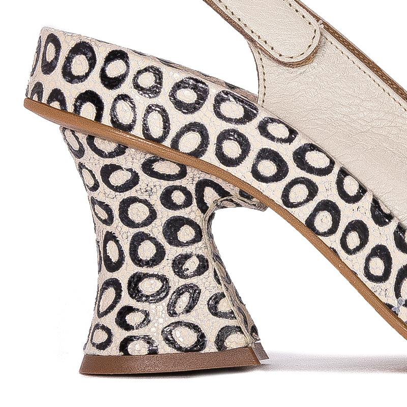 Maciejka Elegant Women's High Block Heel Leather Sandals With Shells Beige 05932-04/00-1