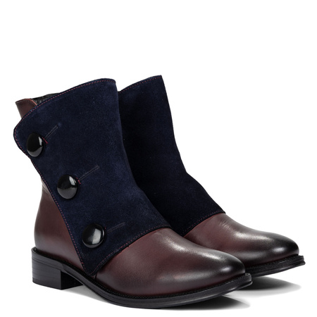 Maciejka Ankle Boots Suede Flap Decorative Buttons Bordeaux (H7172-23/00-7)