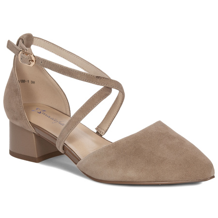 Maciejka Classic Suede Pumps With Straps Beige K6807-04/00-1