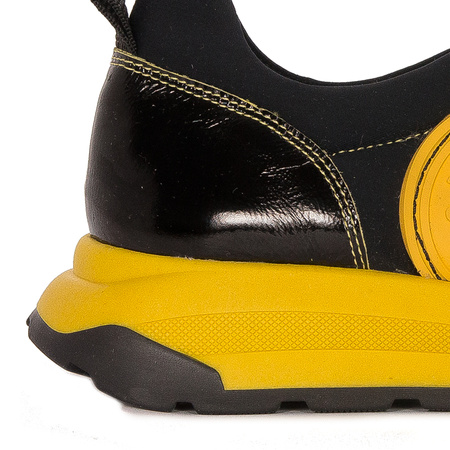Maciejka Sneakersy Platformowe z Lakierowanymi Detalami Czarno-Żółte 06295-01/00-8
