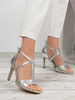 Maciejka Leather Sandals T-Bar Stiletto Silver 2755J-35/00-1